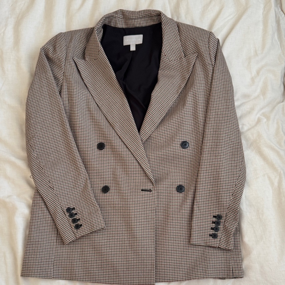 Chelsea28 | Red, Black & White Checkered Blazer | L